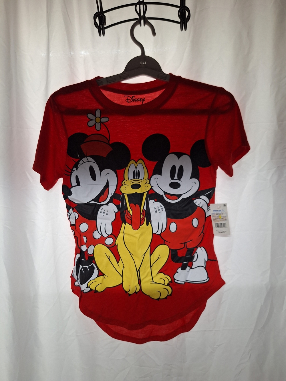 Disney Red Mickey Minnie & Pluto Short Sleeve Graphic Tee
